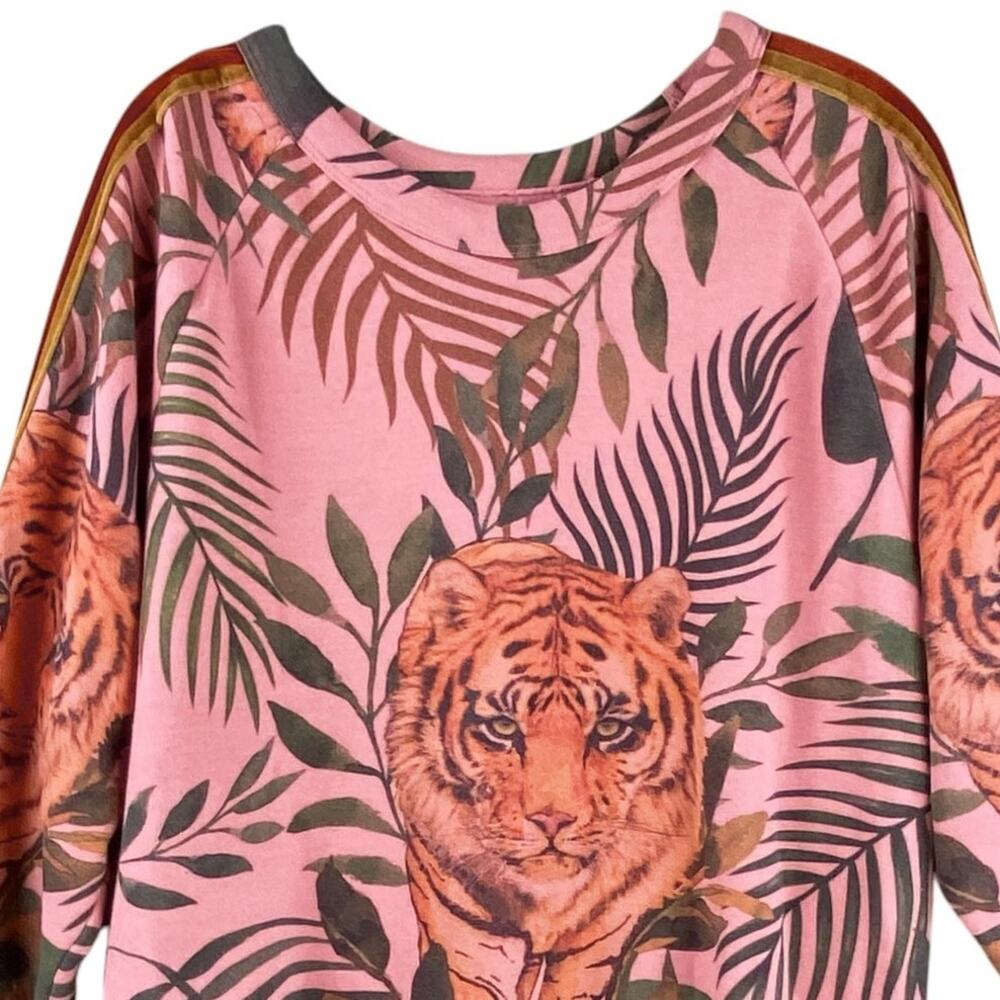 Aviator Nation Sweatshirt Size XL Pink Tiger Jungle Velvet Stripes - Picture 2 of 8